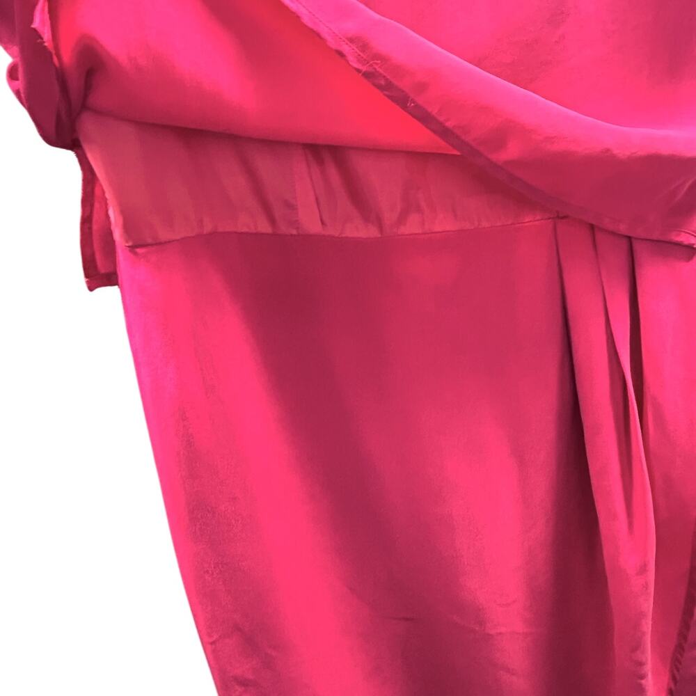 Lady Di Vintage 80s SILK Hot Pink Dress Minimalist Romantic Old Money Dress 10 - Picture 4 of 9